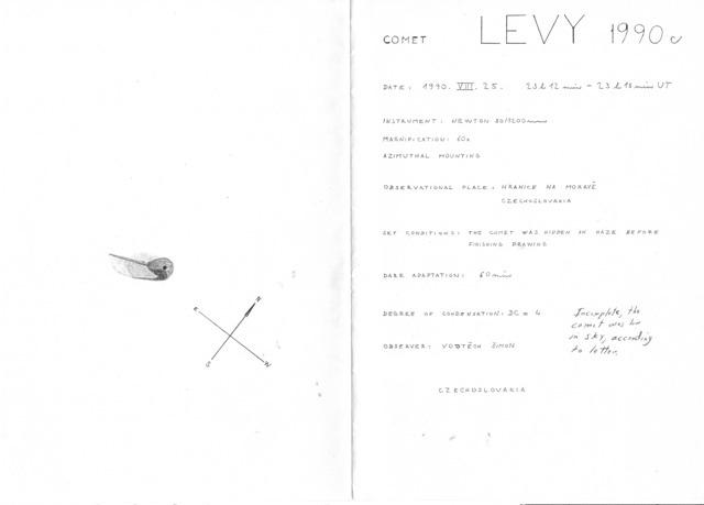 C/1990 K1 (Levy) 1990-Aug-25 Vojtech Simon