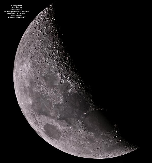 6.7-day Moon 2024-06-13-0617-0620UT FLT-110 2xbarlow QHY5III462C MCollins3