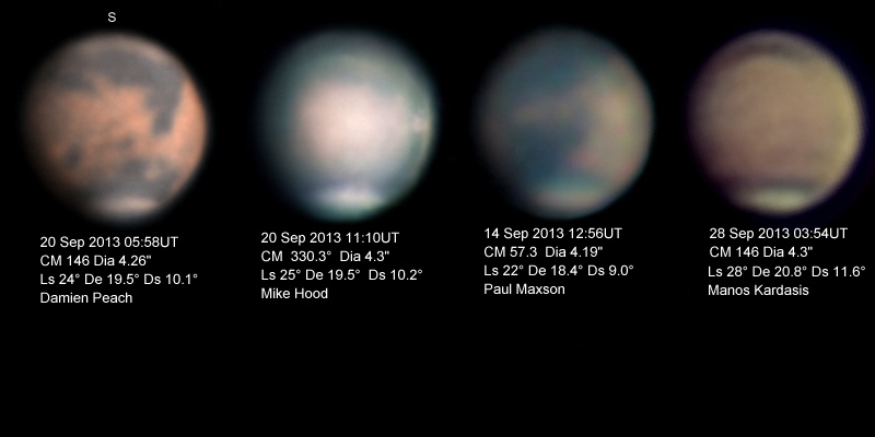 Four Faces of Mars in September 2013 with great details at a diameter less than 4.4"
